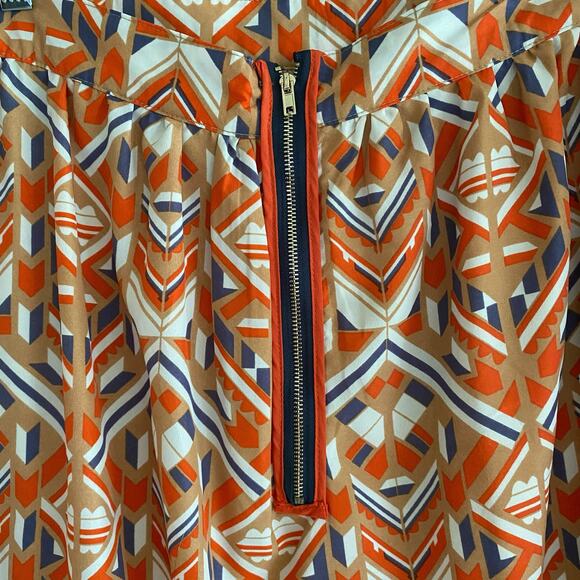 Anthropologie EMMALEE Skirt Aztec Print Size L Exposed Zipper Lined Southwestern - Picture 3 of 9
